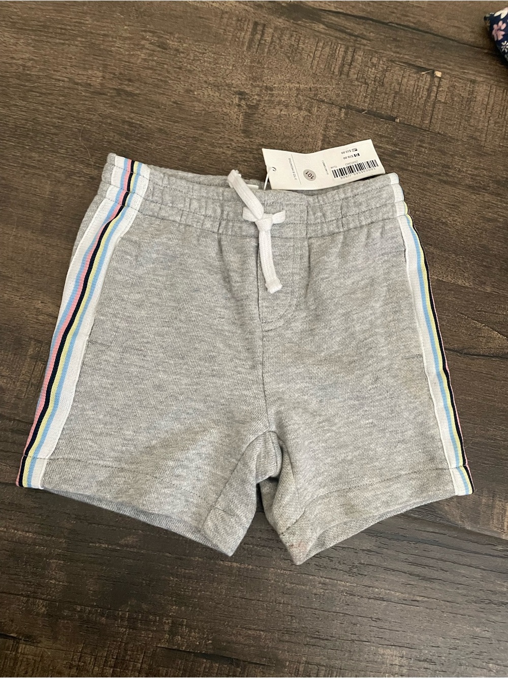 Janie and Jack Gray Shorts with Rainbow Side Stripes
